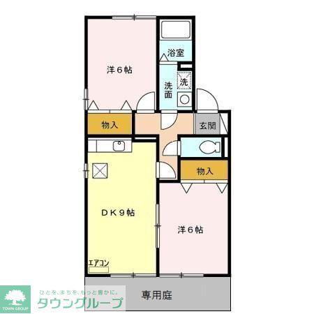 トマトハイツ(2DK/1階)の間取り写真