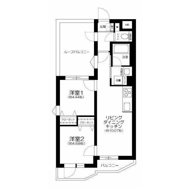 FLREED烏山(2LDK/4階)の間取り写真