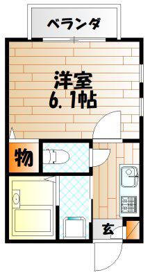 プランドール宇佐(1K/1階)の間取り写真