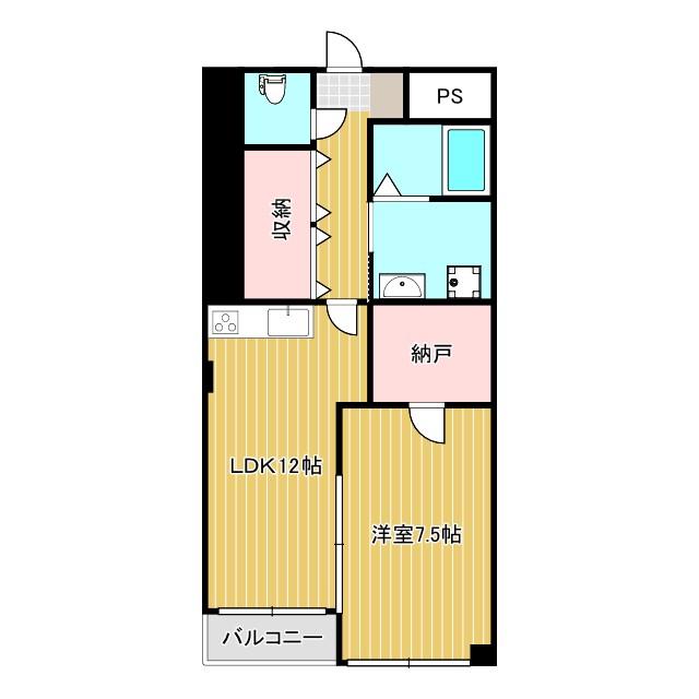アダージョ竜王(1SLDK/3階)の間取り写真