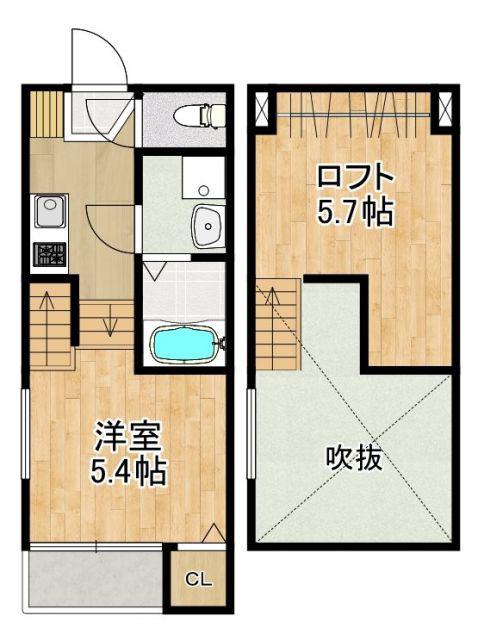 MODERN PALAZZO 宇都 AI SECOND(1SK/2階)の間取り写真