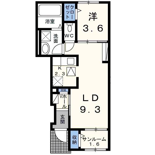 グロリア(1LDK/1階)の間取り写真