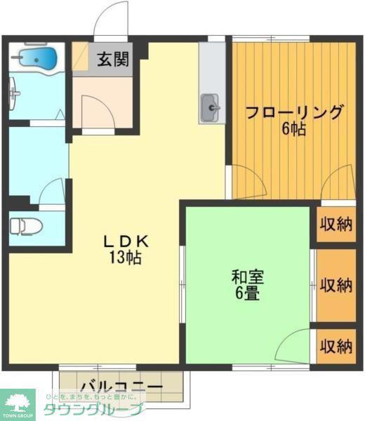 サンキエームK2(2LDK/2階)の間取り写真
