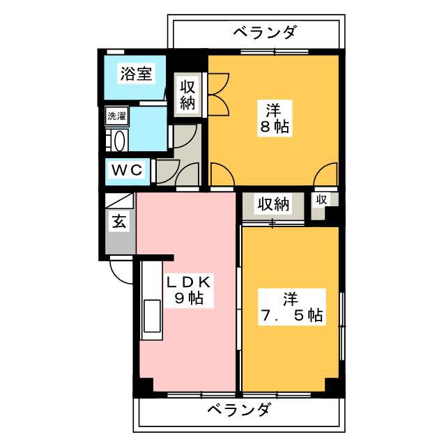 ハイムグリーンパレス(2LDK/2階)の間取り写真
