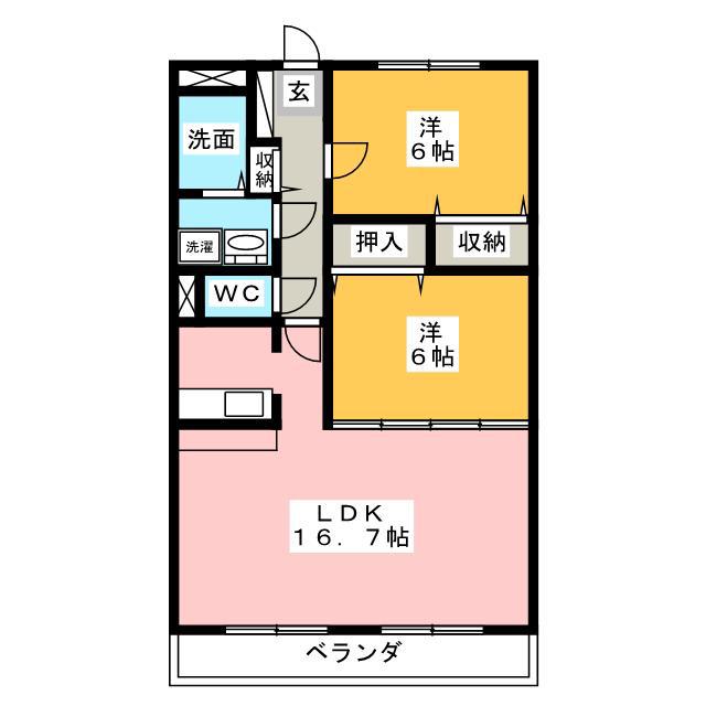 プレミール23(2LDK/2階)の間取り写真
