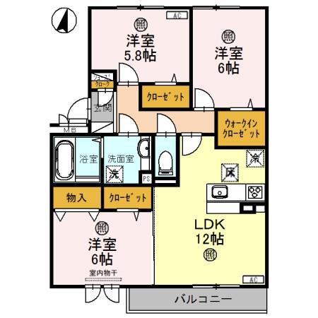 ロイジェントパークス レイクタウン II C(3LDK/1階)の間取り写真