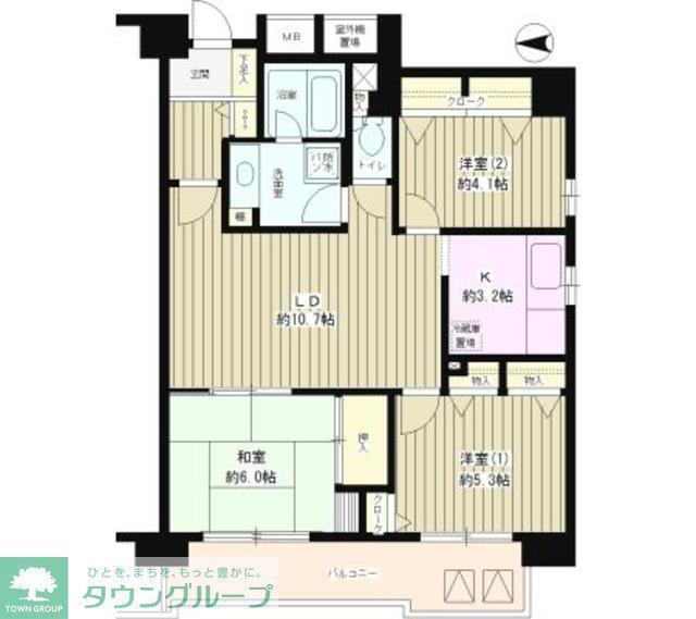 コーボック新小金井(3LDK/5階)の間取り写真