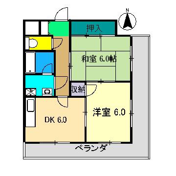 コートクレソン18(2DK/10階)の間取り写真