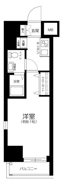 グランスタイル浅草(1K/6階)の間取り写真