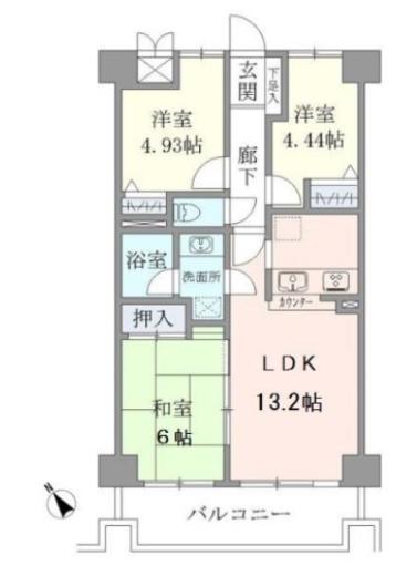 サンリヴァ隅田(3LDK/6階)の間取り写真