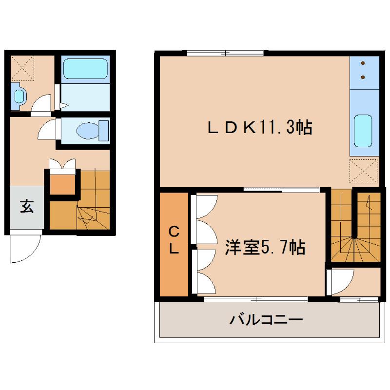 CASSA(1LDK/1階)の間取り写真
