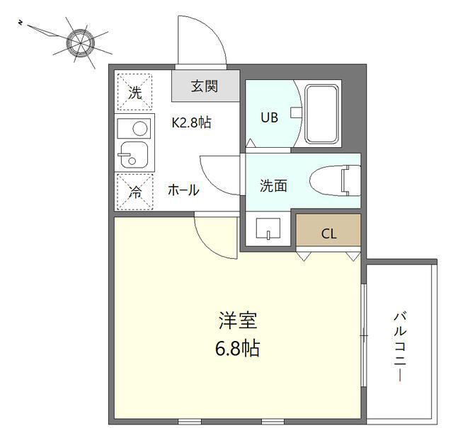 HAKUGA(1K/2階)の間取り写真