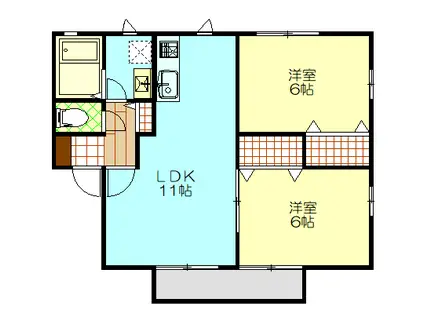 チェルシーコート(2LDK/1階)の間取り写真
