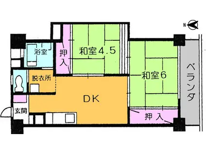西葛西ユニオンビル(2DK/4階)の間取り写真
