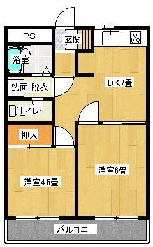 メゾン21武田の杜(2DK/2階)の間取り写真