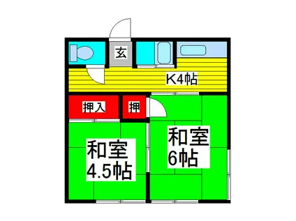 寿荘B棟(2K/1階)の間取り写真