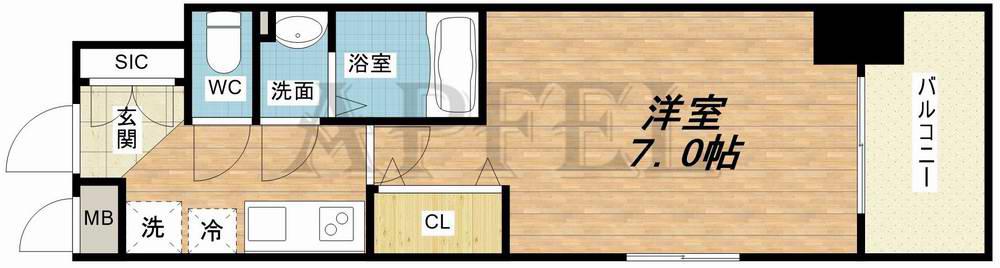 LUXE西長堀(1K/6階)の間取り写真