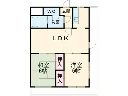 アベニュー黒崎(2LDK/3階)の間取り写真