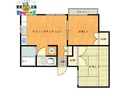 田上ベース(2DK/2階)の間取り写真