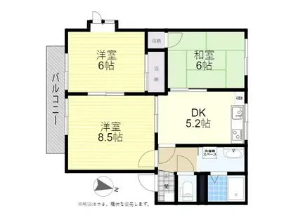 ラ・フォーレ花の木 B(3DK/2階)の間取り写真