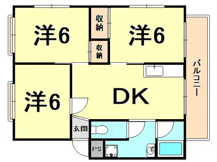 冨楽ハイツ(3DK/3階)の間取り写真
