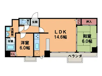 KM山坂(2LDK/4階)の間取り写真
