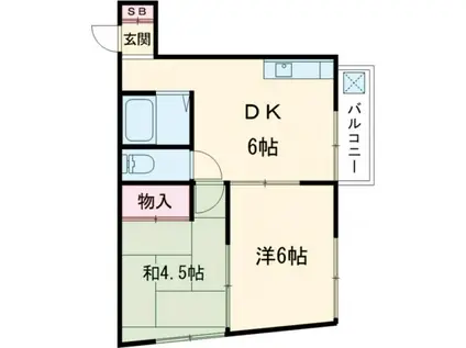 エメラルドマンション(2DK/4階)の間取り写真
