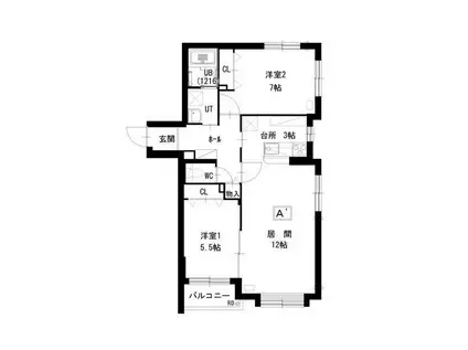 フォンテーヌ元町(2LDK/4階)の間取り写真