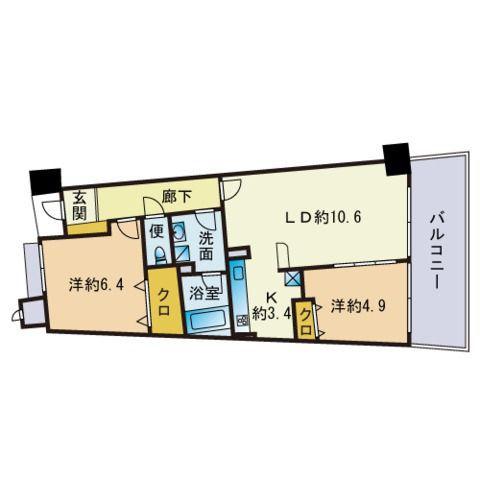 アイランドシティインフィニガーデン ノース棟(2LDK/5階)の間取り写真