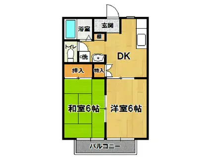 KSハイツA棟(2DK/2階)の間取り写真