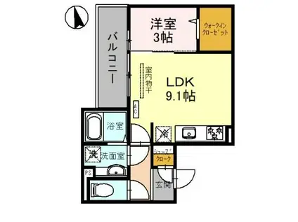 ラルジュ飯塚(1LDK/2階)の間取り写真