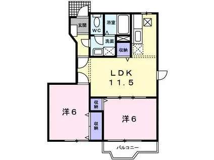 メゾン・ド・Y.N.I II(2LDK/1階)の間取り写真