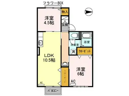 ニュー昭和コーポ I号棟(2LDK/1階)の間取り写真