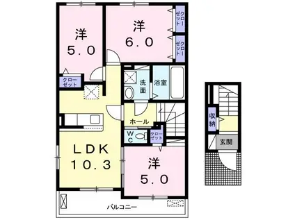 アニメートデリー II(3LDK/2階)の間取り写真