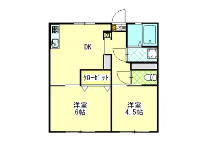 森井ハイツ(2DK/1階)の間取り写真