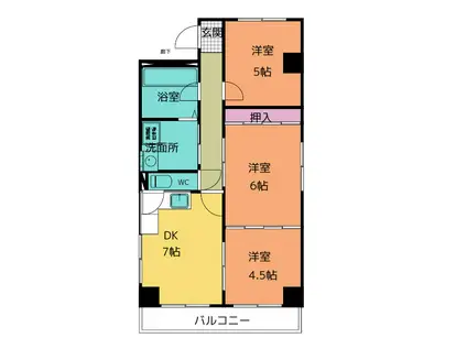 コートプロスパ―I(3DK/3階)の間取り写真