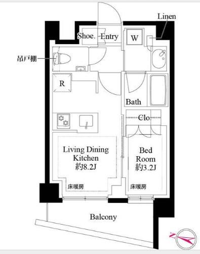 343レジデンス品川(1LDK/B1階)の間取り写真