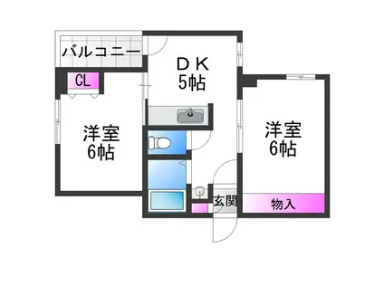 ハイコート泉尾(2DK/3階)の間取り写真