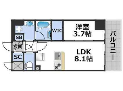 レオンコンフォート難波クレア(1LDK/15階)の間取り写真