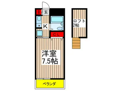 スカイメゾン大和田(1K/2階)の間取り写真