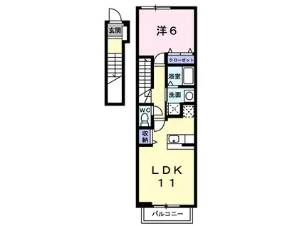 メゾンアンソレイエI(1LDK/2階)の間取り写真