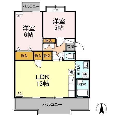 ピュアハイツ(2LDK/3階)の間取り写真