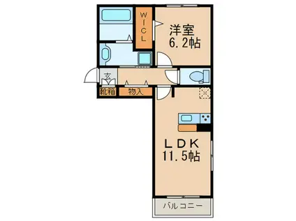 D-ROOM戸原東(1LDK/3階)の間取り写真