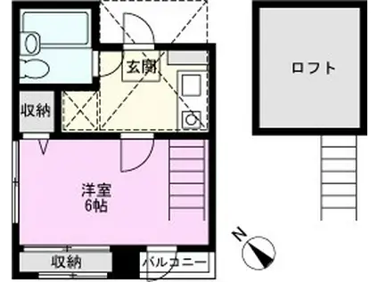 ダイナスティ松戸(1K/2階)の間取り写真