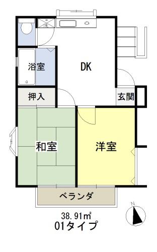 リバーハイツ(2DK/2階)の間取り写真
