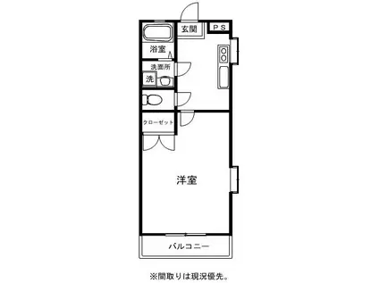 リバーサイド清武(1K/2階)の間取り写真