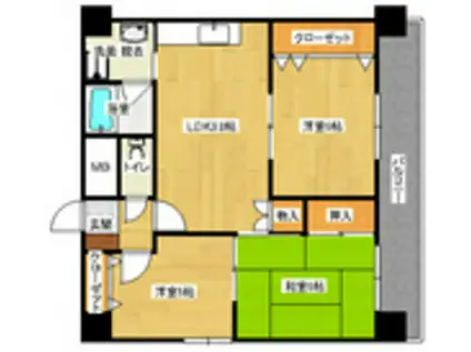 メゾンオートー(3LDK/5階)の間取り写真