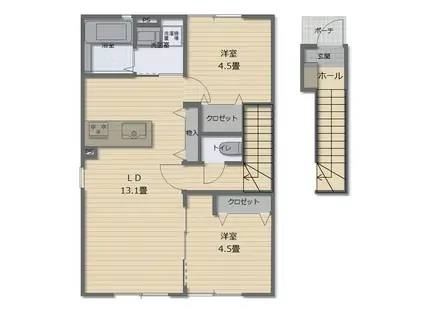 ACEHAENOSAKI.A(2LDK/2階)の間取り写真
