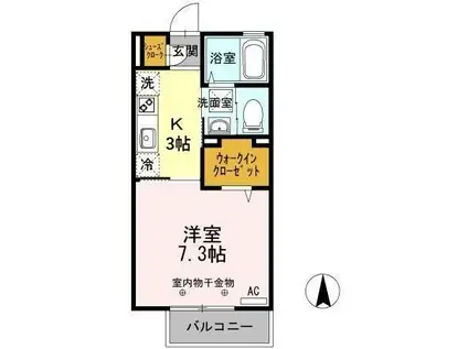 ファインコートIII A棟(1K/1階)の間取り写真