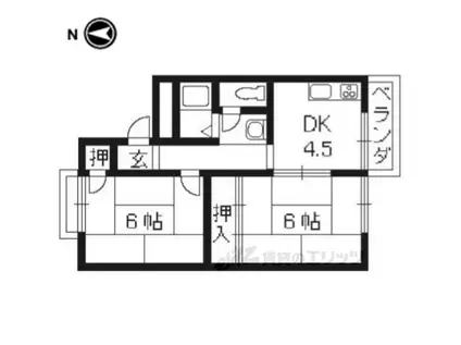 ヴァンベール徳田(2DK/2階)の間取り写真